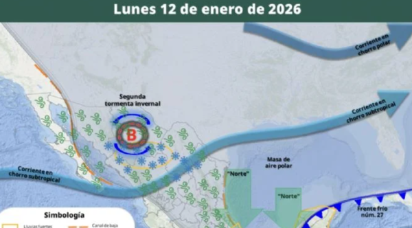 Masa de aire polar cubre el país; frío y lluvias azotarán de lunes a jueves a los siguientes estados