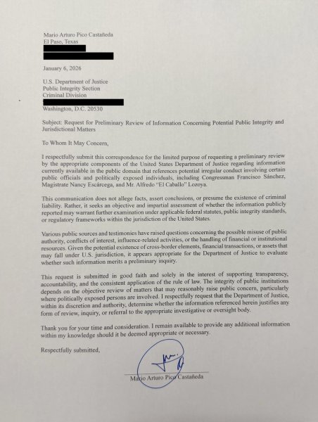 Solicita asesor de Texas se analice revisión preliminar a diputados y magistrada de Chihuahua