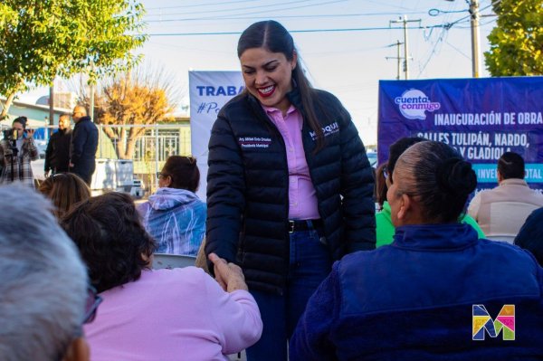 Entregan Miriam Soto y JMAS Meoqui pavimentaciones por más de 6 MDP en Jardines del Santuario