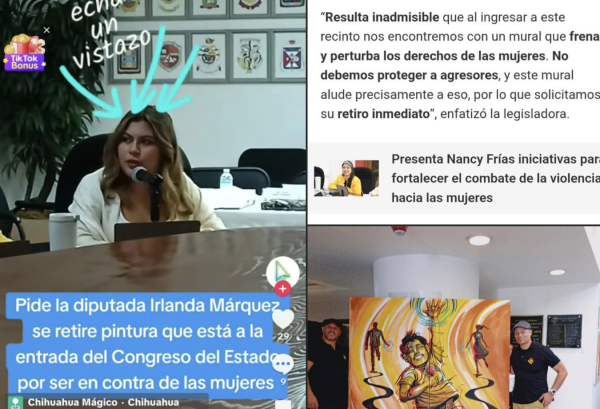 Organización “No Más Hijos Rehenes Chihuahua” acusa censura y defiende mural retirado en el Congreso