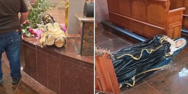 “Un sacrilegio”: Vandalizan iglesia y destruyen imágenes de Cristo y la Virgen en Michoacán