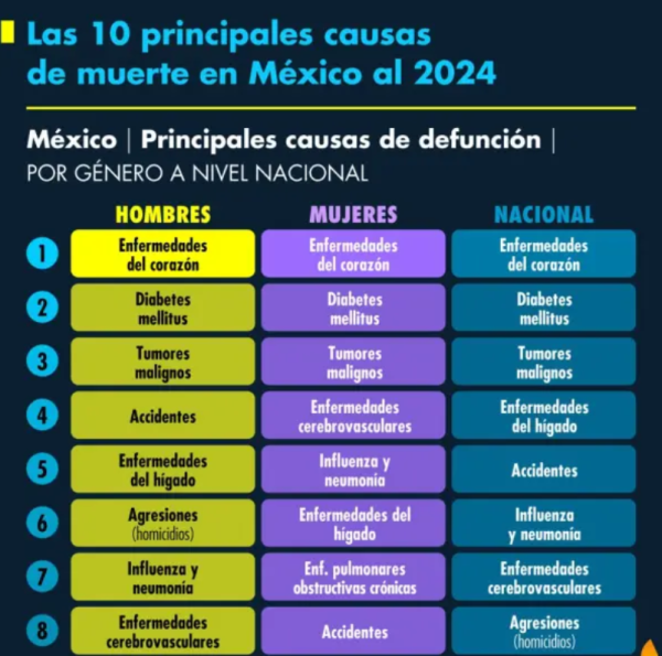 Las 10 principales causas de muerte en México al 2024