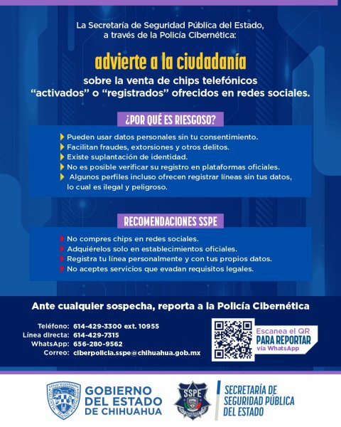 Advierte SSPE sobre la venta irregular de chips telefónicos en redes sociales