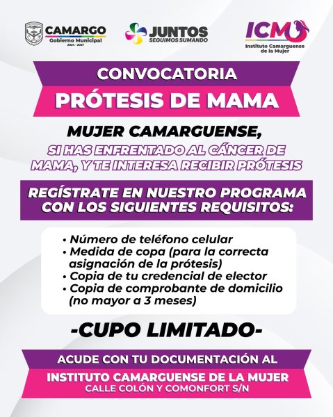 ICM invita a mujeres camarguenses a participar en programa de prótesis de mama