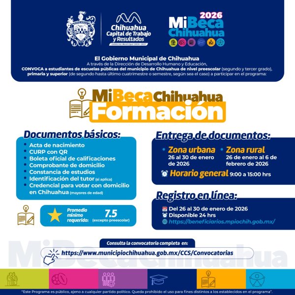 Inicia Municipio recepción de documentos para solicitar Mi Beca Chihuahua Formación 2026