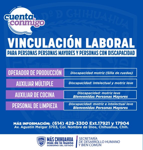 Anuncia Desarrollo Humano nuevas vacantes para personas con discapacidad y adultos mayores