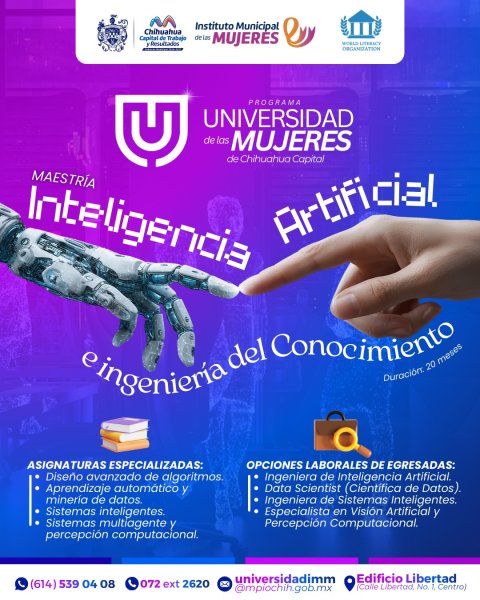 Abre Municipio inscripciones para la maestría en Inteligencia artificial en la Universidad de las Mujeres