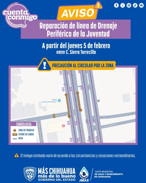 Reparará JMAS Chihuahua daño de contratista de CFE a línea de drenaje en periférico De la Juventud