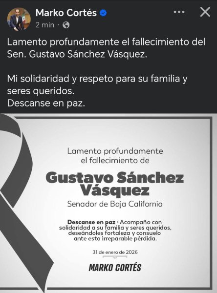 Marko Cortés lamenta el fallecimiento del senador Gustavo Sánchez Vázquez