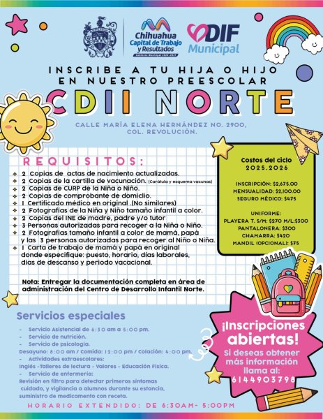 Abiertas inscripciones para niñas y niños de preescolar en los Centros de Desarrollo Infantil municipales