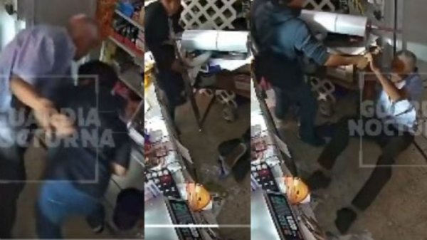 Adulto mayor enfrenta a dos adolescentes durante asalto en su tienda: “¡Elisa, ayúdame! (VIDEO)