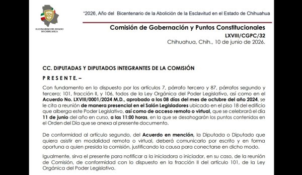 Convoca Comisión de Gobernación de Congreso para inicio de la reforma electoral