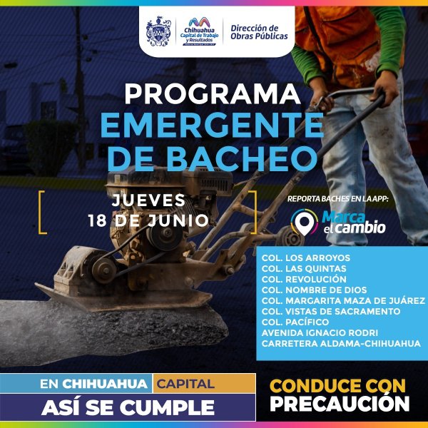 Atenderá Municipio nueve zonas con bacheo este jueves 18 de junio