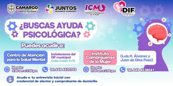 Camargo fortalece atención psicológica a través del DIF y el Instituto Camarguense de la Mujer