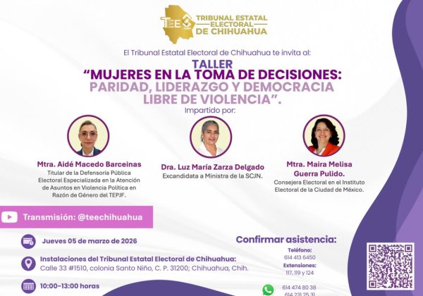 Invita el Tribunal Estatal Electoral a taller por el Día de la Mujer