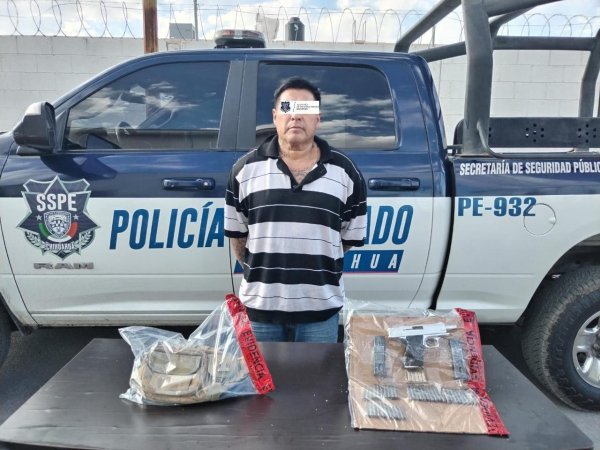 Detiene Grupo Especial de Detectives de la SSPE a un hombre armado en Chihuahua