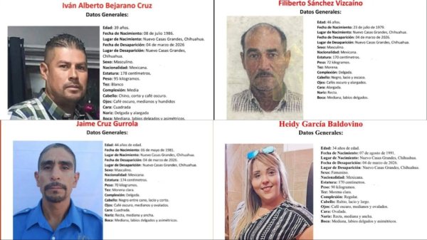 Cuatro personas desaparecen en Nuevo Casas Grandes; casos generan preocupación