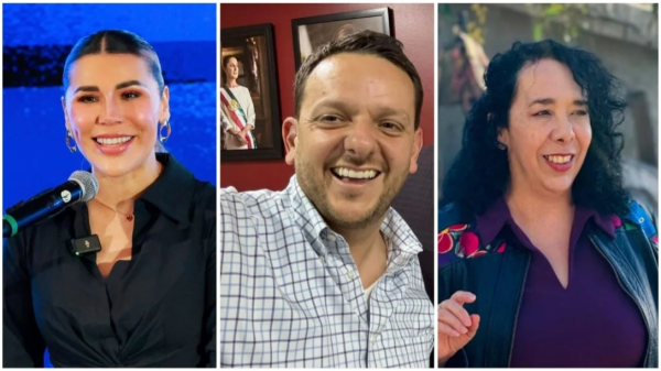 Exhiben a políticos por cancelación de sus visas de EU en tendedero en muro fronterizo de Mexicali