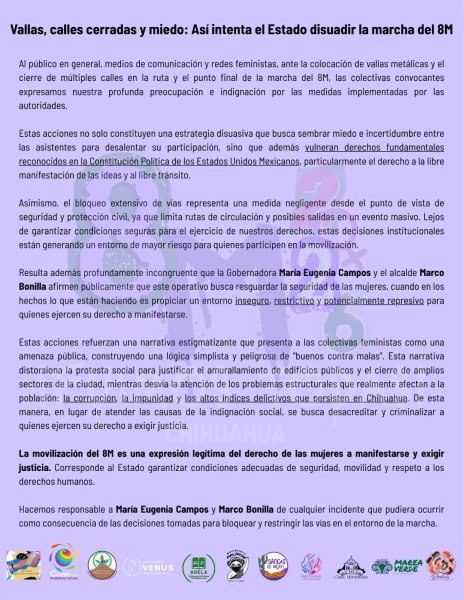 Colectivos feministas responsabilizan a Campos y Bonilla por posibles accidentes ante medidas implementadas por el gobierno