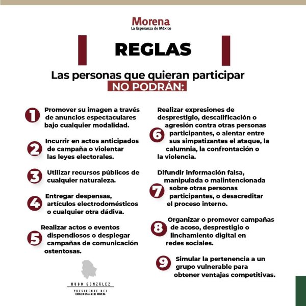 Morena fija reglas y calendario para definir candidaturas rumbo a las próximas elecciones