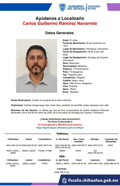 Grupo criminal estaría detrás de la desaparición de tesorero de Coyame del Sotol: FGE