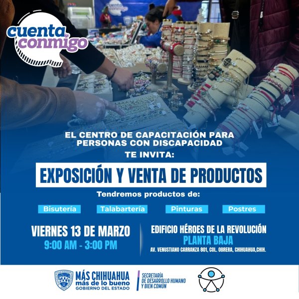 Invita Estado este viernes a la exposición y venta de productos del Centro de Capacitación de Personas con Discapacidad
