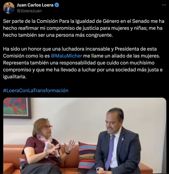 Juan Carlos Loera reafirma compromiso con la igualdad de género desde el Senado