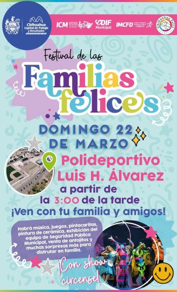 Este domingo, el DIF Municipal recibe en el Polideportivo a las familias en el Festival de las Familias Felices