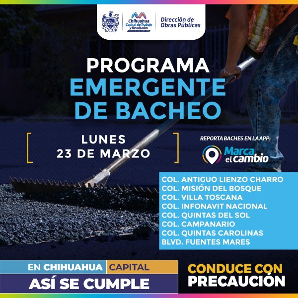 Ocho zonas tendrán bacheo este lunes 23 de marzo: Municipio