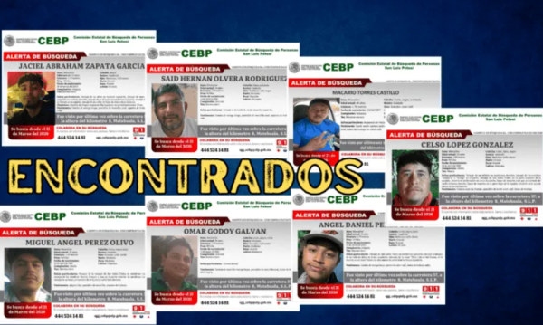 Encuentran con vida a los 7 desaparecidos de Matehuala