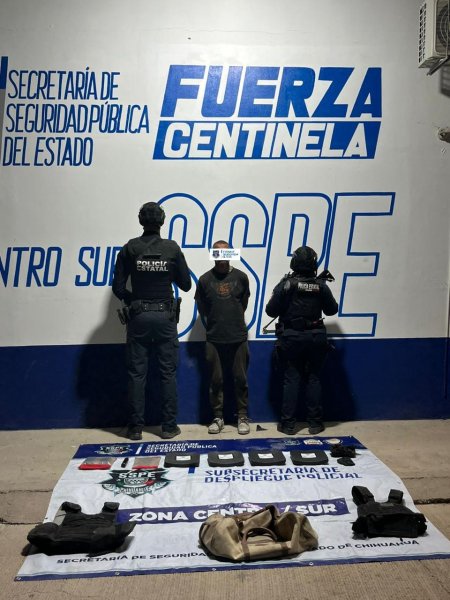 Detiene  SSPE a hombre con equipo táctico y municiones en la ciudad de Chihuahua
