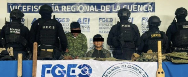 Capturan a dos presuntos integrantes de una célula delictiva que opera en Oaxaca y Veracruz