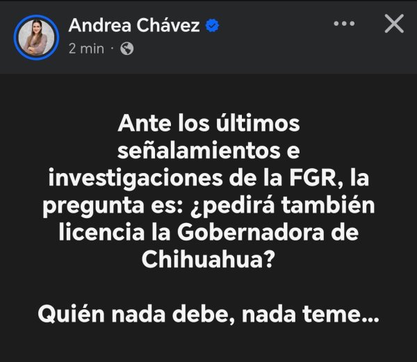 Andrea Chávez y Loera proponen que, como Rocha, Maru solicite licencia