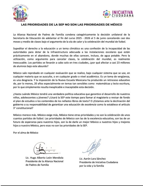 Adelanto de vacaciones escolares, confesión de la ineficiente SEP y del retroceso educativo: ANPF