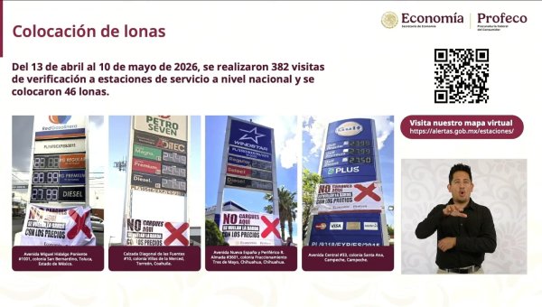 Coloca Profeco lona en gasolinera de Chihuahua por “volarse los precios”