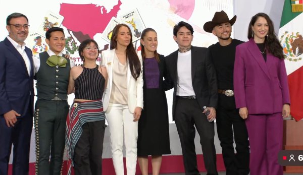 Llevan a Junior H. y a Majo Aguilar a la mañanera; presentan segunda edición de “México Canta”