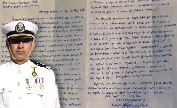 Cero y van 5, escribe contralmirante quinta carta a Sheinbaum
