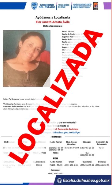 Localiza FEM a dos mujeres que contaban con reporte de ausencia en Chihuahua