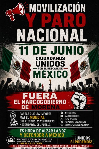 Difunden convocatoria para movilización nacional en contra del gobierno de Morena