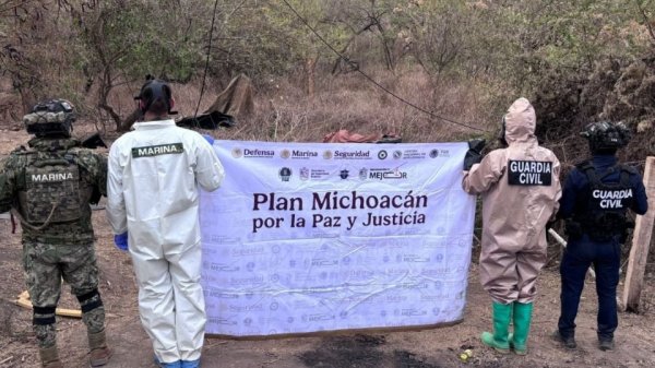 Marina desmantela un laboratorio de drogas sintéticas en el municipio de Los Reyes, Michoacán