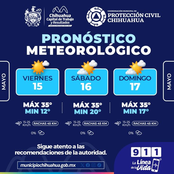 Calor y presencia de vientos para este fin de semana: Protección Civil Municipal