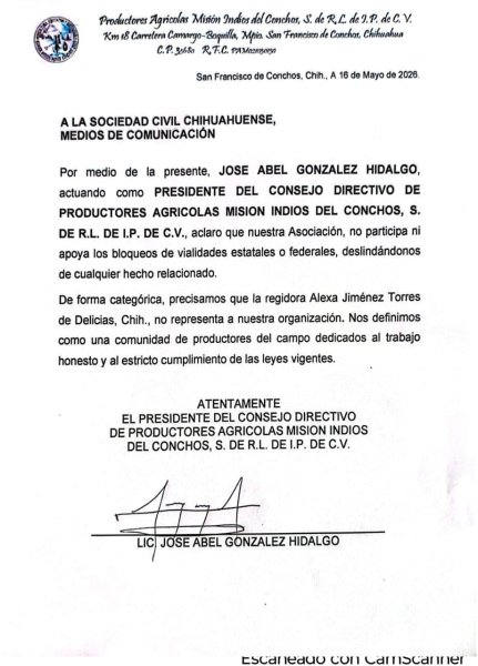 Asociaciones agrícolas se deslindan de bloqueos carreteros en Chihuahua
