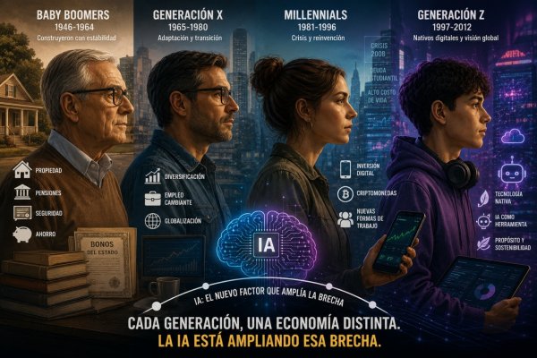 Generaciones, dinero e inteligencia artificial: por qué cada generación enfrenta una economía distinta y cómo la IA está ampliando esa brecha
