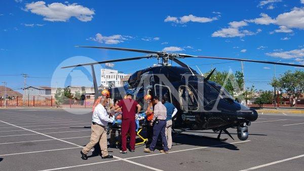 Traslada helicóptero de la SSPE a adulto mayor con quemaduras en 95% de su cuerpo