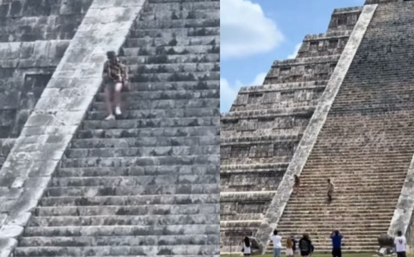 Turistas suben a la pirámide de Chichén Itzá y burlan seguridad del INAH