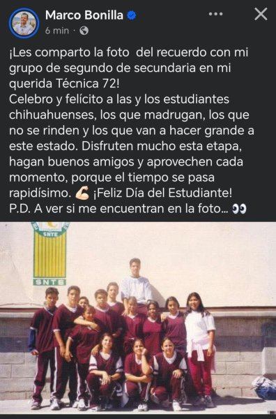 Felicito a los estudiantes que madrugan, que no se rinden y los que van a hacer grande a este estado: Marco Bonilla