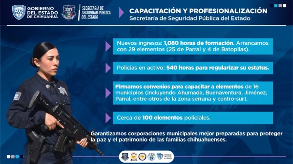 Impulsa Gilberto Loya profesionalización policial en 16 municipios de Chihuahua