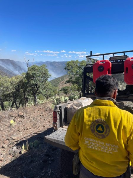 Mantiene CEPC despliegue operativo para atender incendio forestal en el municipio de Madera